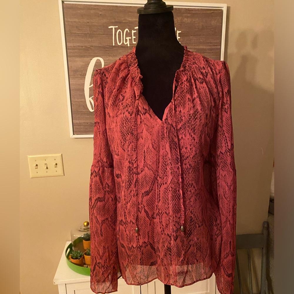 Dark pink & black peasant top #77